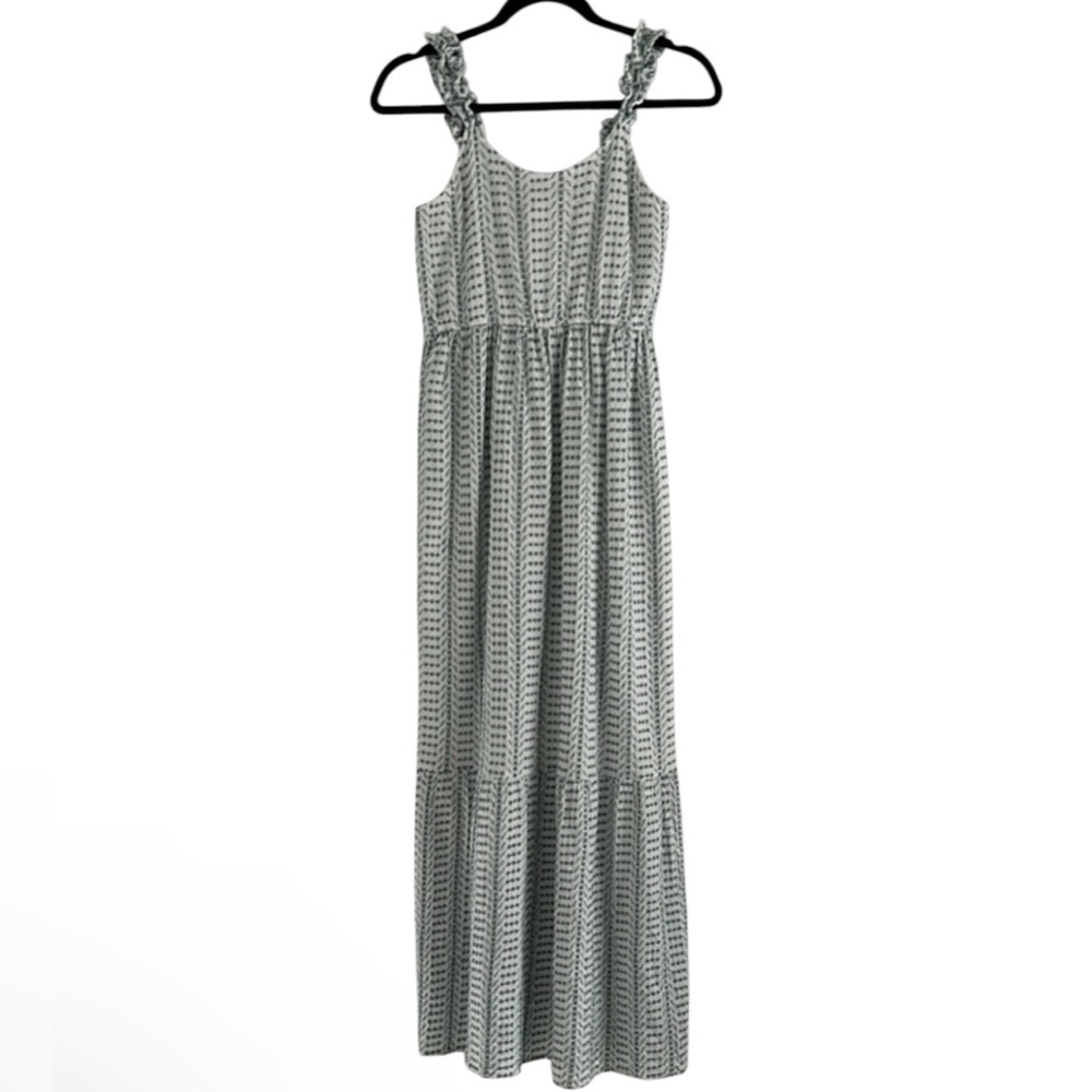 Jessica Simpson Green White Maxi Dress Eyelet Dress Sleeveless Sundress S EUC - Picture 2 of 8